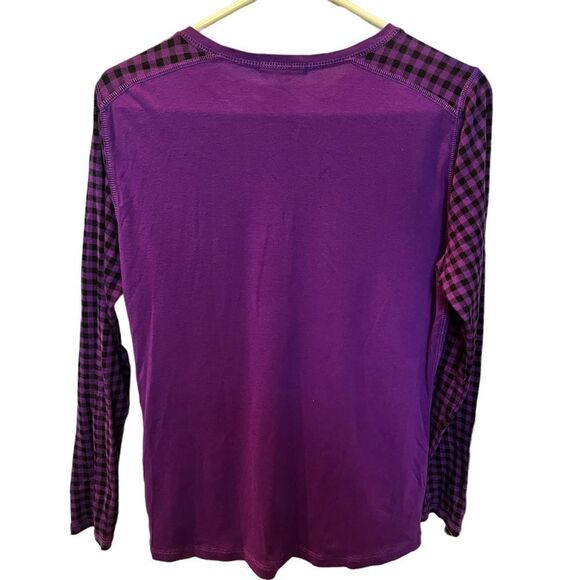 Chaps Large Jr. Henley long sleeve Purple and black 1/2 button metal - Picture 2 of 5